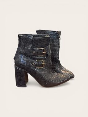 Freebird Joey Ankle Boots in Black Snake Embossed